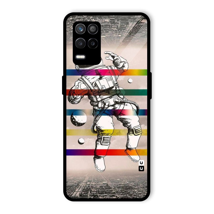 Spaceman Rainbow Stripes Glass Back Case for Realme 9 5G