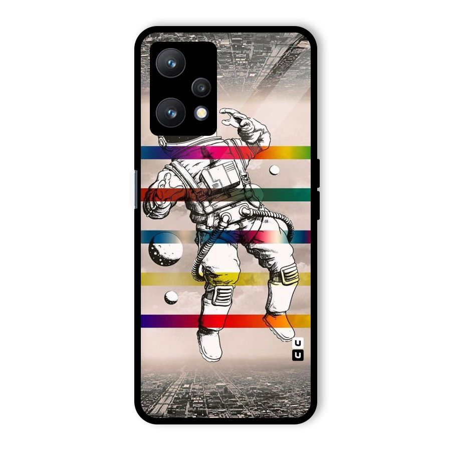 Spaceman Rainbow Stripes Glass Back Case for Realme 9 Pro 5G