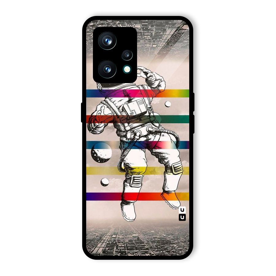 Spaceman Rainbow Stripes Glass Back Case for Realme 9 Pro Plus 5G