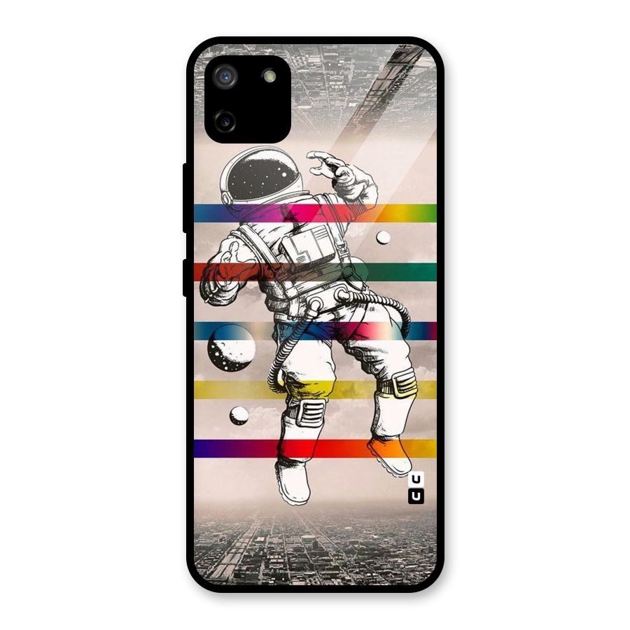 Spaceman Rainbow Stripes Glass Back Case for Realme C11