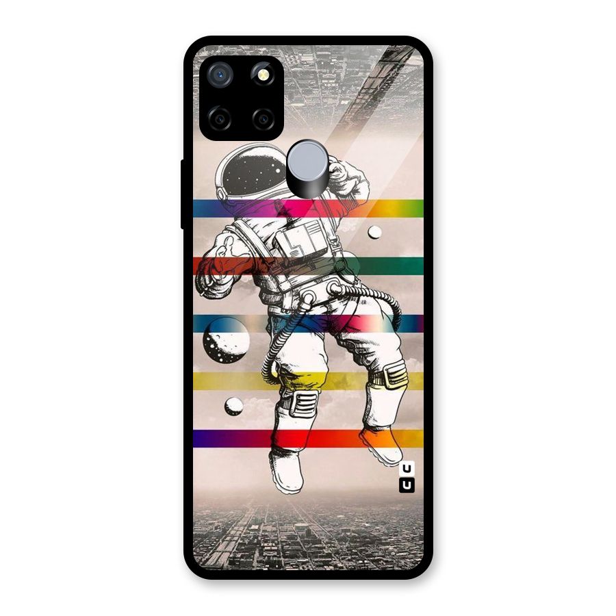Spaceman Rainbow Stripes Glass Back Case for Realme C12