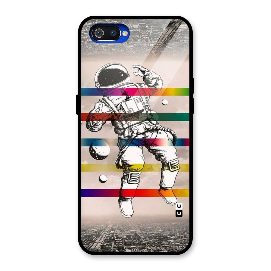 Spaceman Rainbow Stripes Glass Back Case for Realme C2