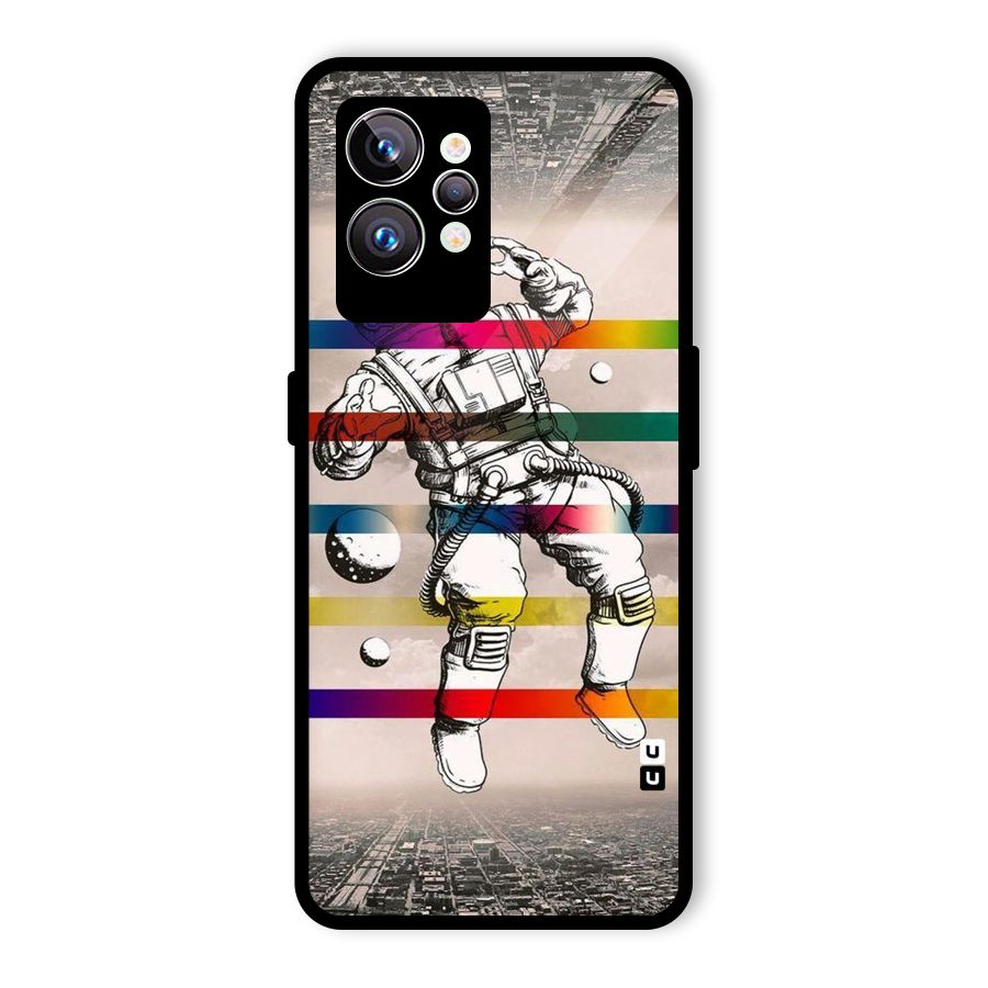 Spaceman Rainbow Stripes Glass Back Case for Realme GT2 Pro