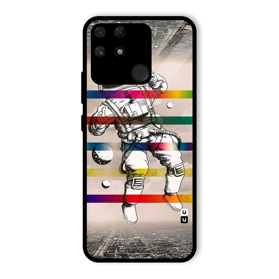 Spaceman Rainbow Stripes Glass Back Case for Realme Narzo 50A