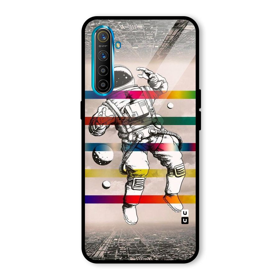 Spaceman Rainbow Stripes Glass Back Case for Realme X2