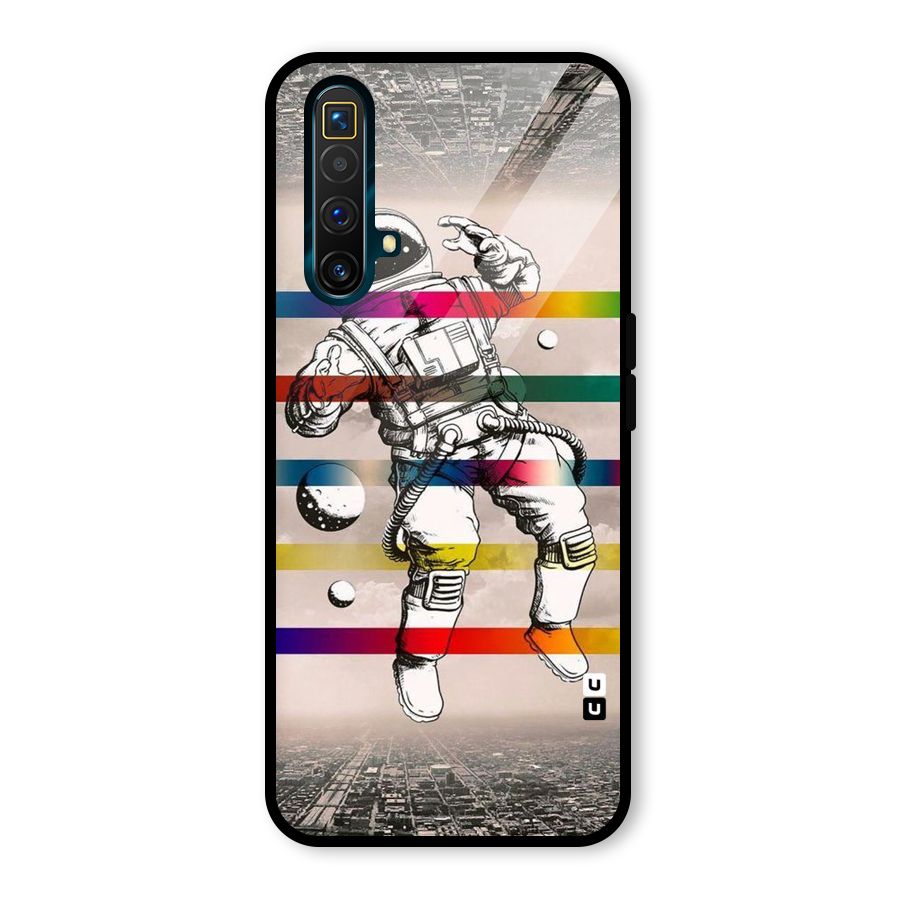 Spaceman Rainbow Stripes Glass Back Case for Realme X3