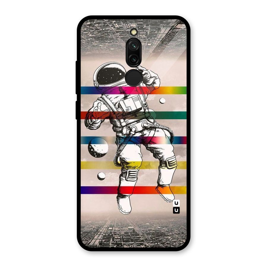 Spaceman Rainbow Stripes Glass Back Case for Redmi 8