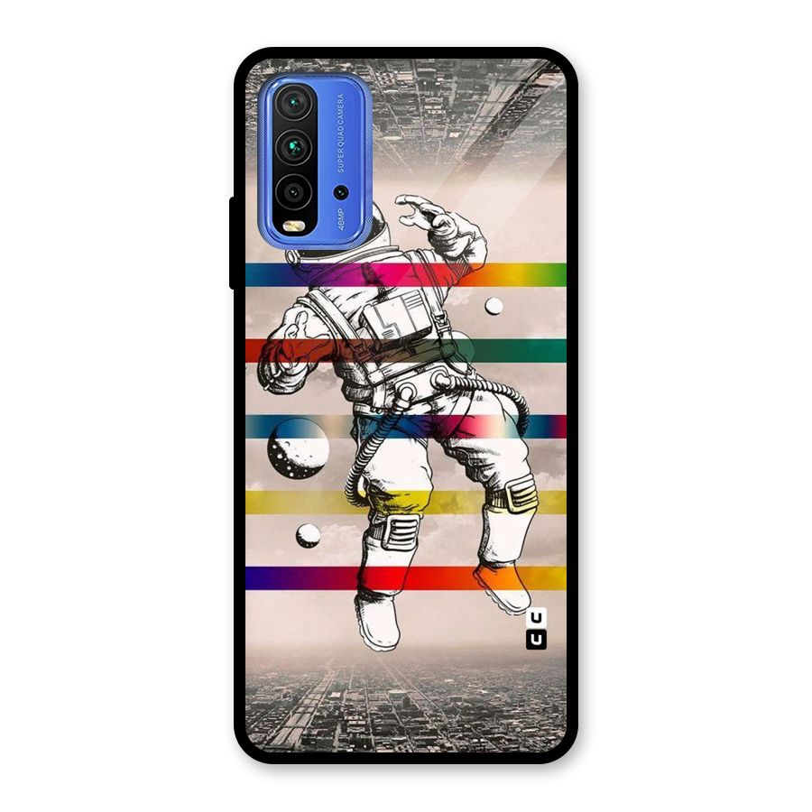 Spaceman Rainbow Stripes Glass Back Case for Redmi 9 Power