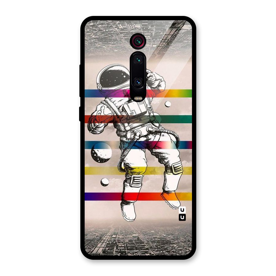 Spaceman Rainbow Stripes Glass Back Case for Redmi K20 Pro