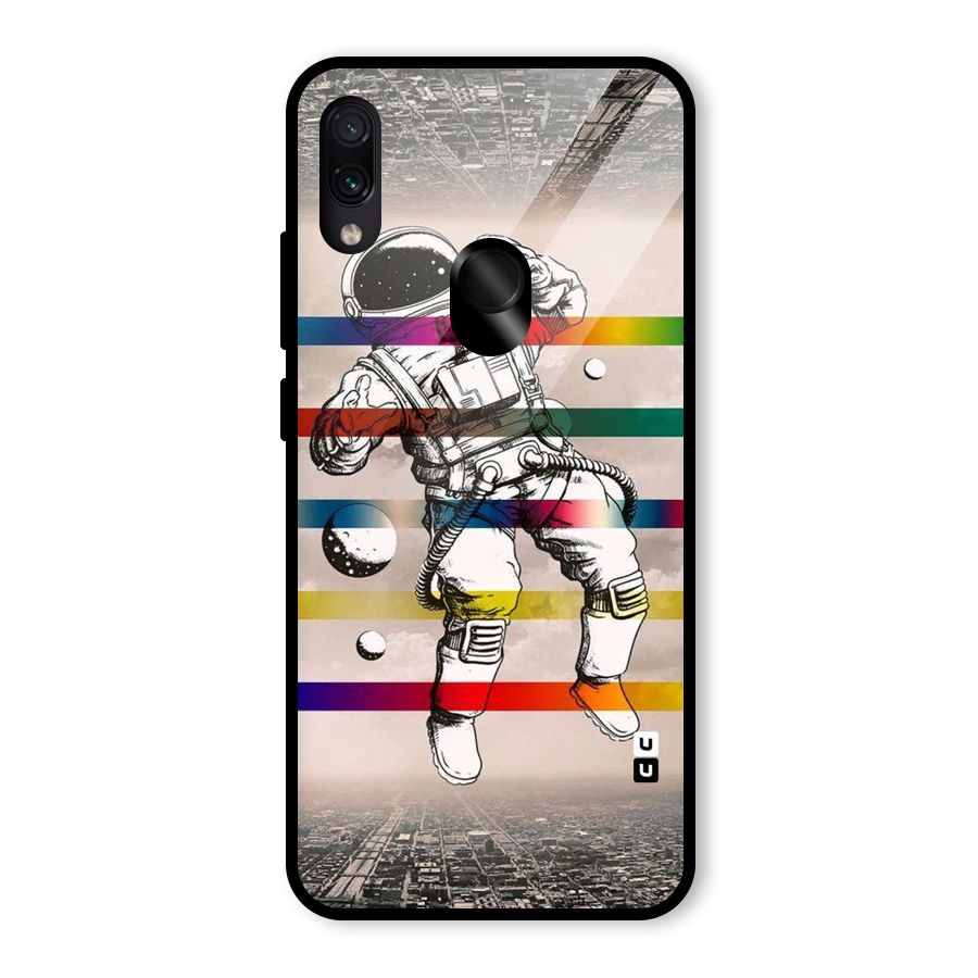 Spaceman Rainbow Stripes Glass Back Case for Redmi Note 7S