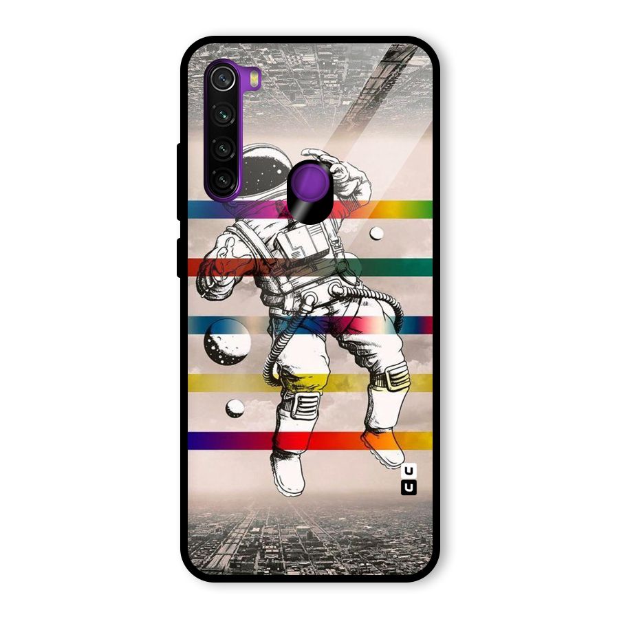 Spaceman Rainbow Stripes Glass Back Case for Redmi Note 8