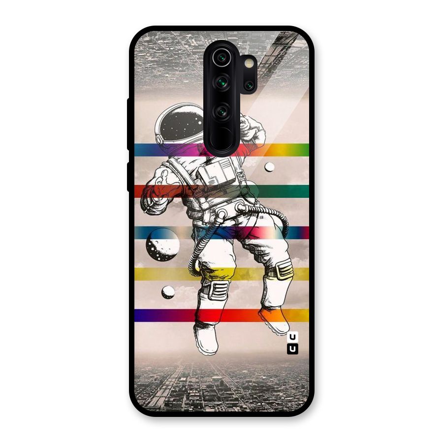 Spaceman Rainbow Stripes Glass Back Case for Redmi Note 8 Pro