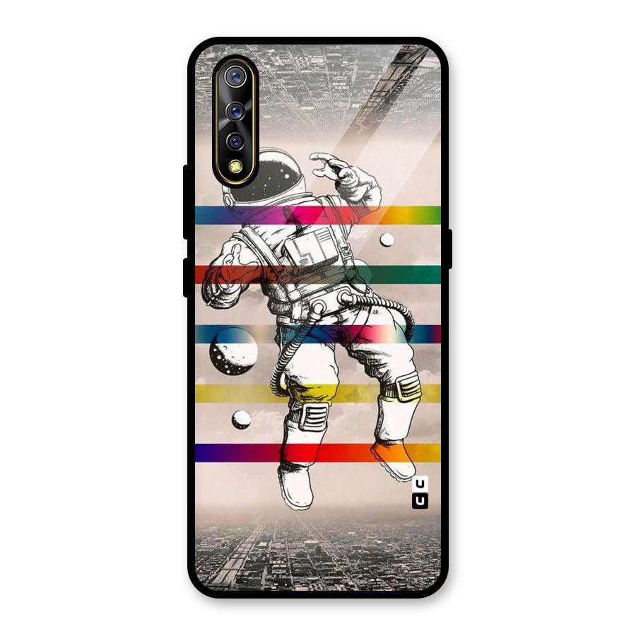 Spaceman Rainbow Stripes Glass Back Case for Vivo S1