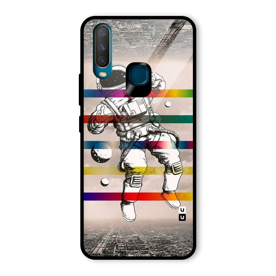 Spaceman Rainbow Stripes Glass Back Case for Vivo U10