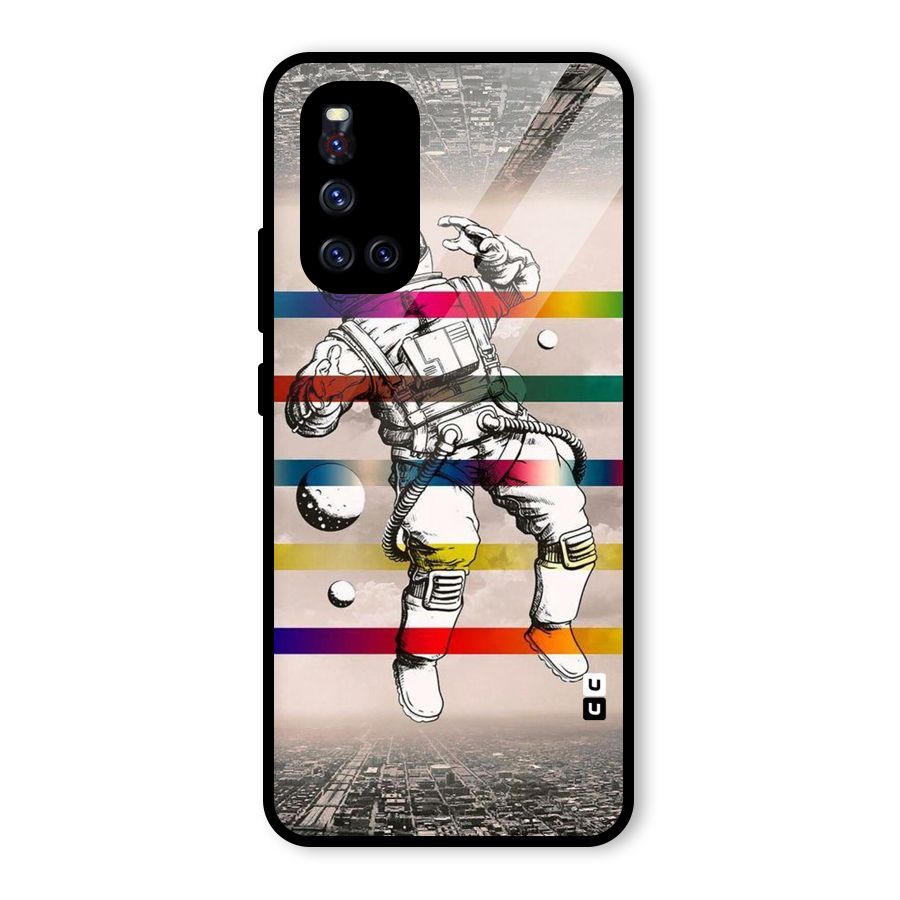 Spaceman Rainbow Stripes Glass Back Case for Vivo V19
