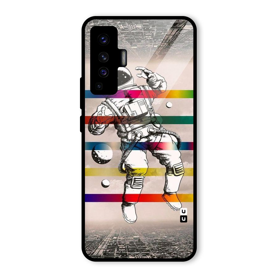 Spaceman Rainbow Stripes Glass Back Case for Vivo X50