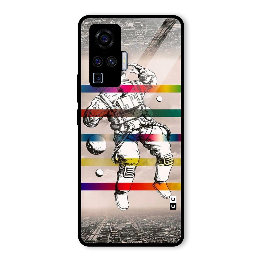 Spaceman Rainbow Stripes Glass Back Case for Vivo X50 Pro
