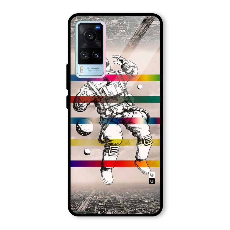 Spaceman Rainbow Stripes Glass Back Case for Vivo X60