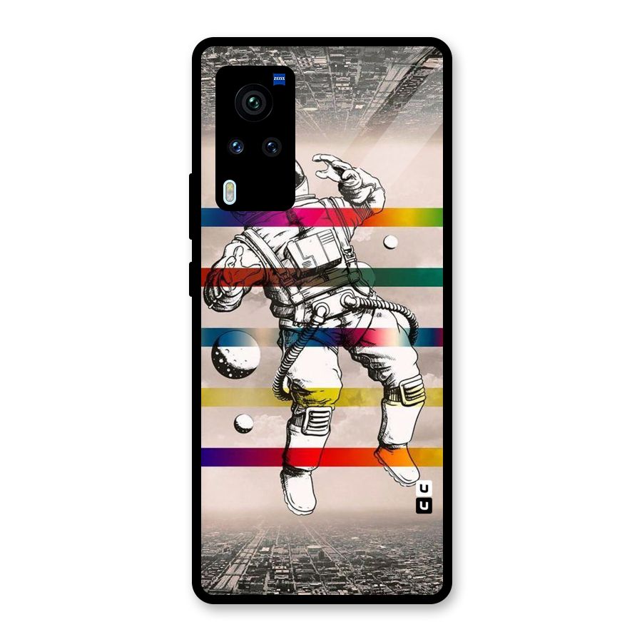 Spaceman Rainbow Stripes Glass Back Case for Vivo X60 Pro
