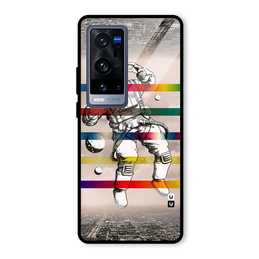 Spaceman Rainbow Stripes Glass Back Case for Vivo X60 Pro Plus