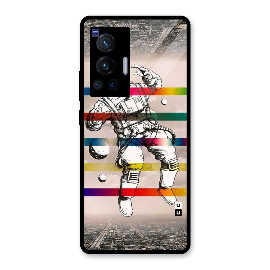Spaceman Rainbow Stripes Glass Back Case for Vivo X70 Pro