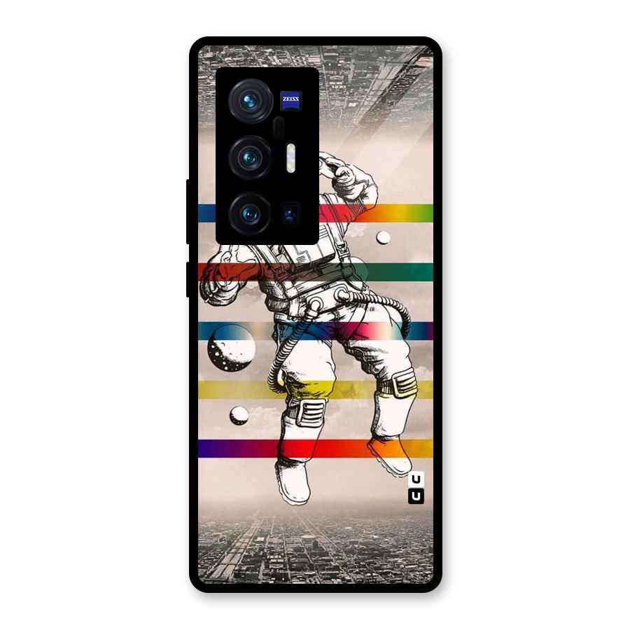 Spaceman Rainbow Stripes Glass Back Case for Vivo X70 Pro Plus