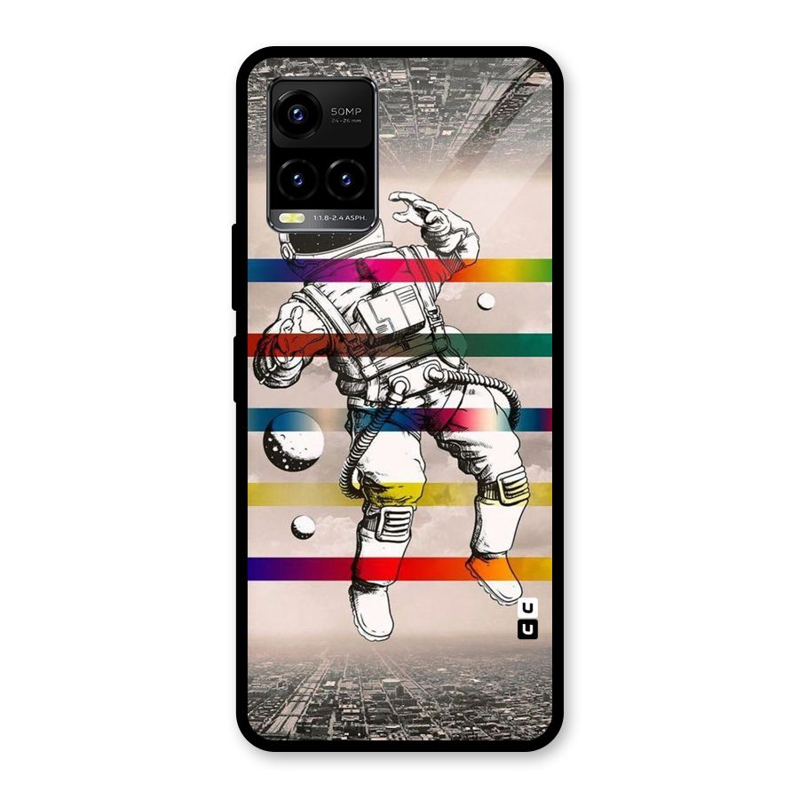 Spaceman Rainbow Stripes Glass Back Case for Vivo Y21T
