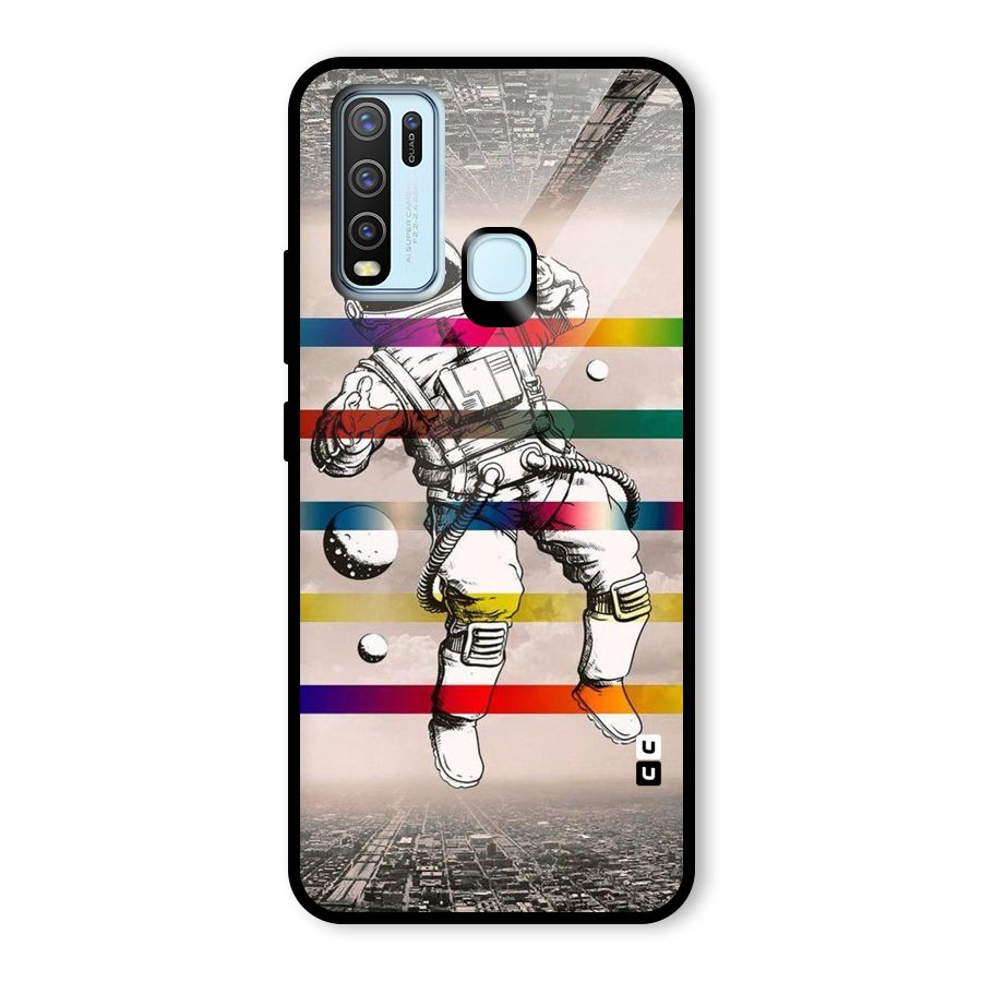 Spaceman Rainbow Stripes Glass Back Case for Vivo Y50