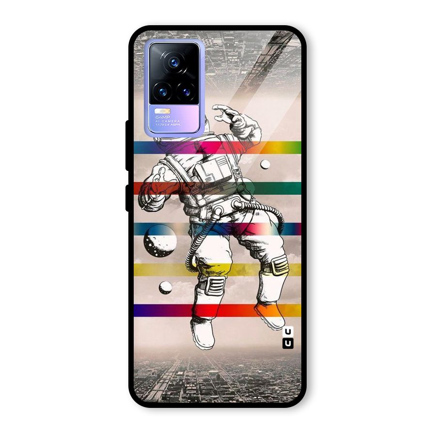Spaceman Rainbow Stripes Glass Back Case for Vivo Y73