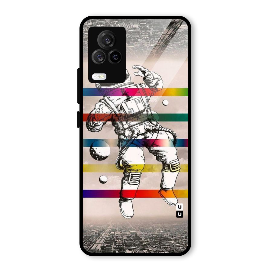 Spaceman Rainbow Stripes Glass Back Case for Vivo iQOO 7 Legend 5G