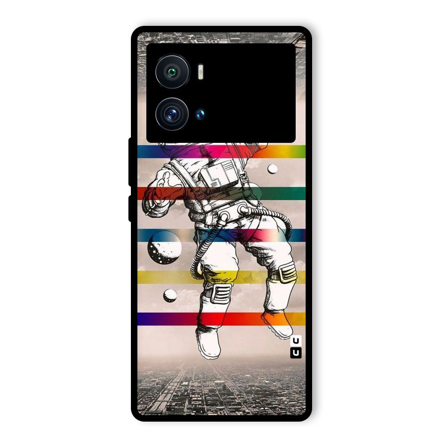 Spaceman Rainbow Stripes Glass Back Case for Vivo iQOO 9 Pro