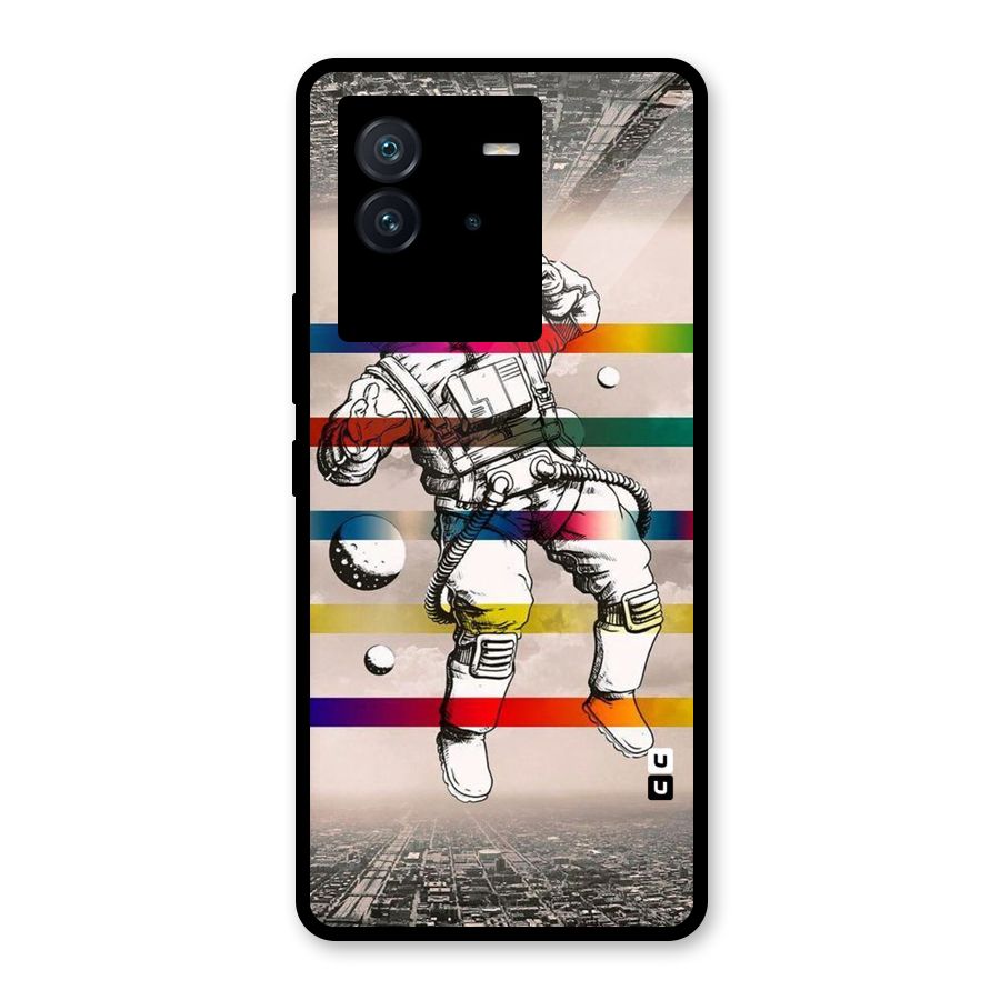 Spaceman Rainbow Stripes Glass Back Case for Vivo iQOO Neo 6 5G