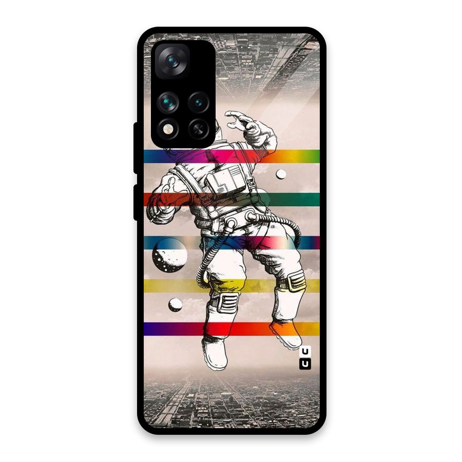 Spaceman Rainbow Stripes Glass Back Case for Xiaomi 11i HyperCharge 5G