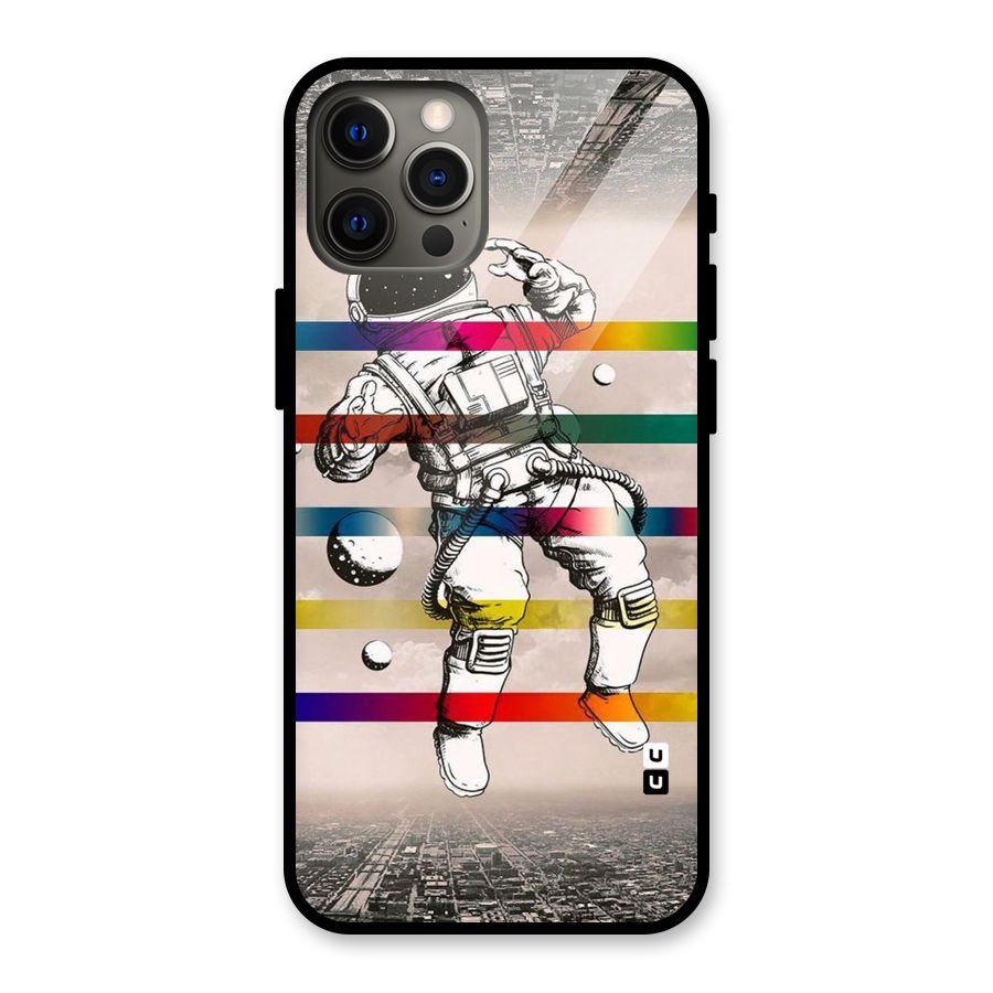 Spaceman Rainbow Stripes Glass Back Case for iPhone 12 Pro Max