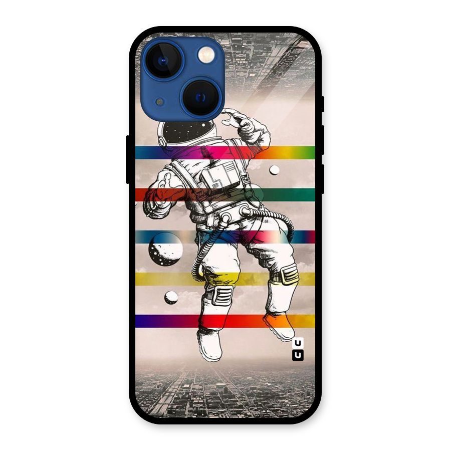 Spaceman Rainbow Stripes Glass Back Case for iPhone 13 Mini