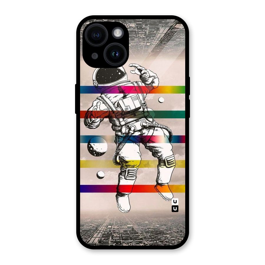 Spaceman Rainbow Stripes Glass Back Case for iPhone 14