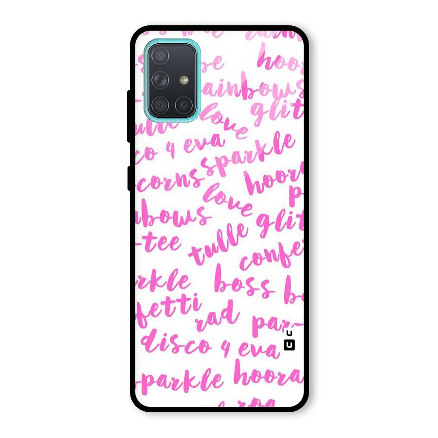 Sparkle Love Glass Back Case for Galaxy A71