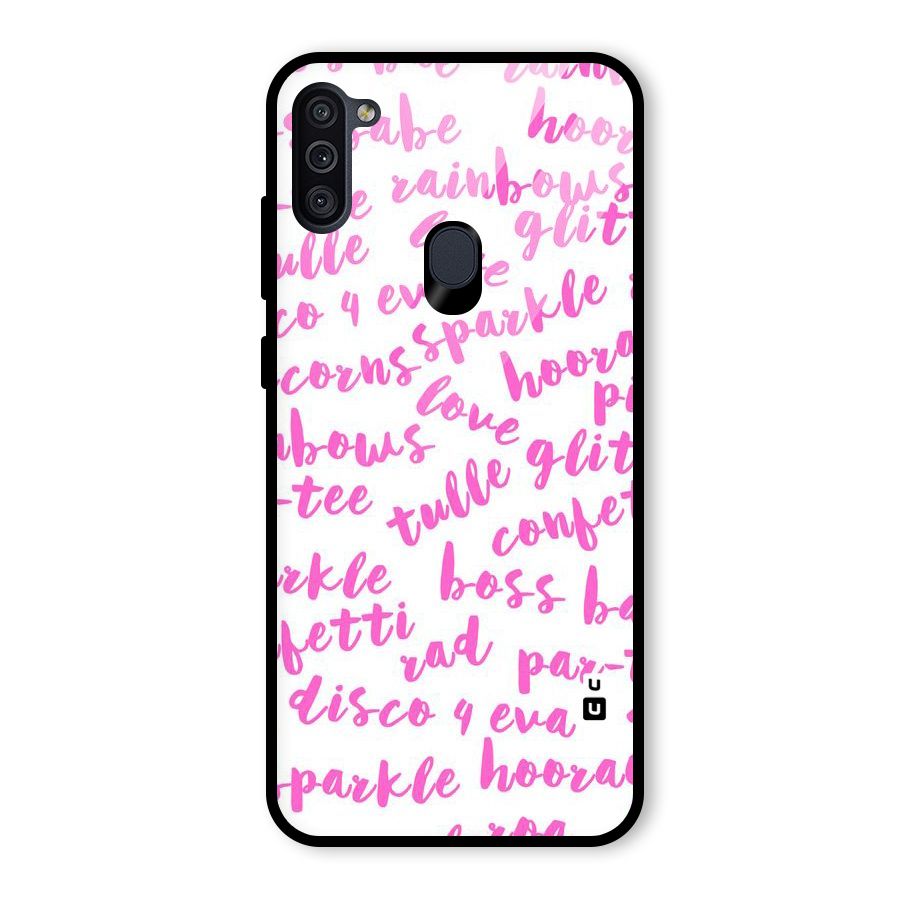 Sparkle Love Glass Back Case for Galaxy M11