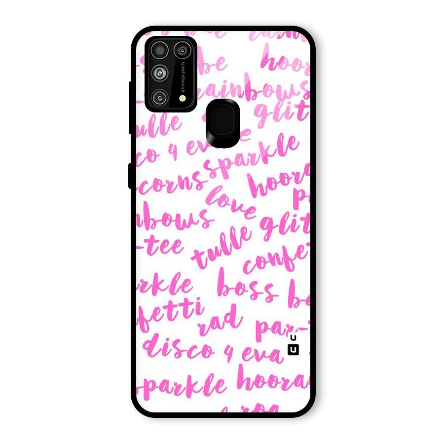 Sparkle Love Glass Back Case for Galaxy M31