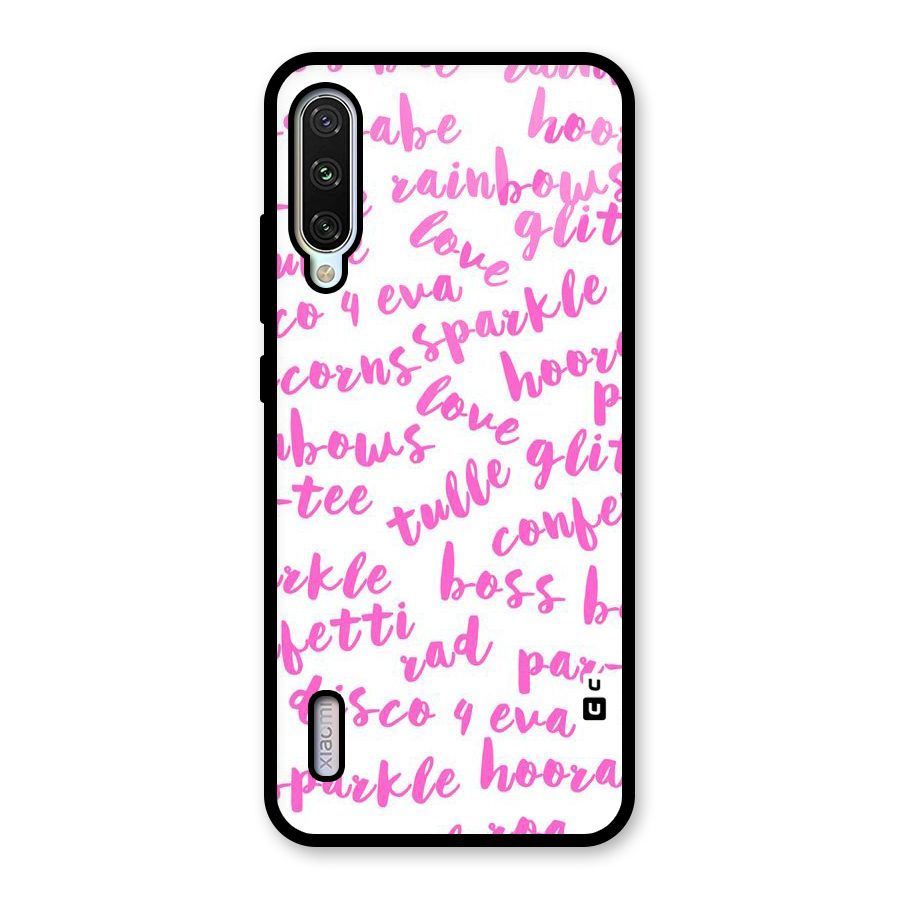 Sparkle Love Glass Back Case for Mi A3