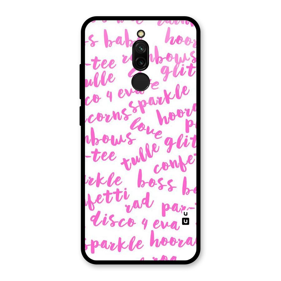Sparkle Love Glass Back Case for Redmi 8