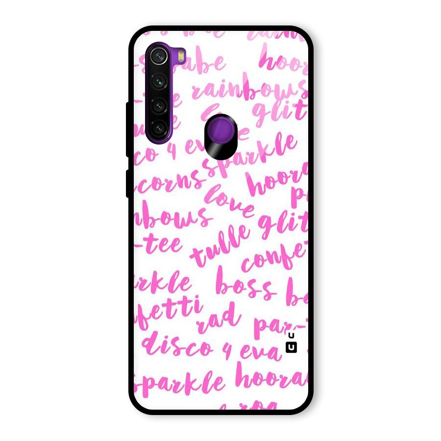Sparkle Love Glass Back Case for Redmi Note 8