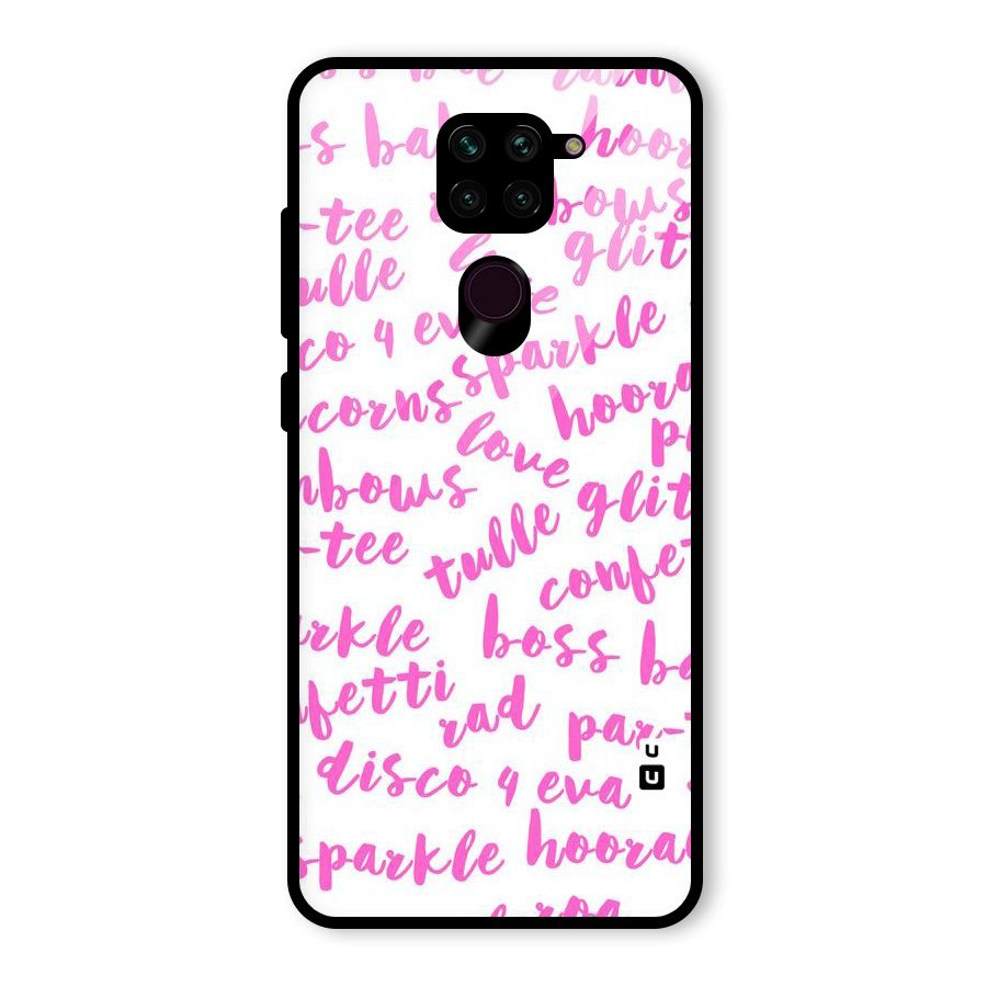 Sparkle Love Glass Back Case for Redmi Note 9
