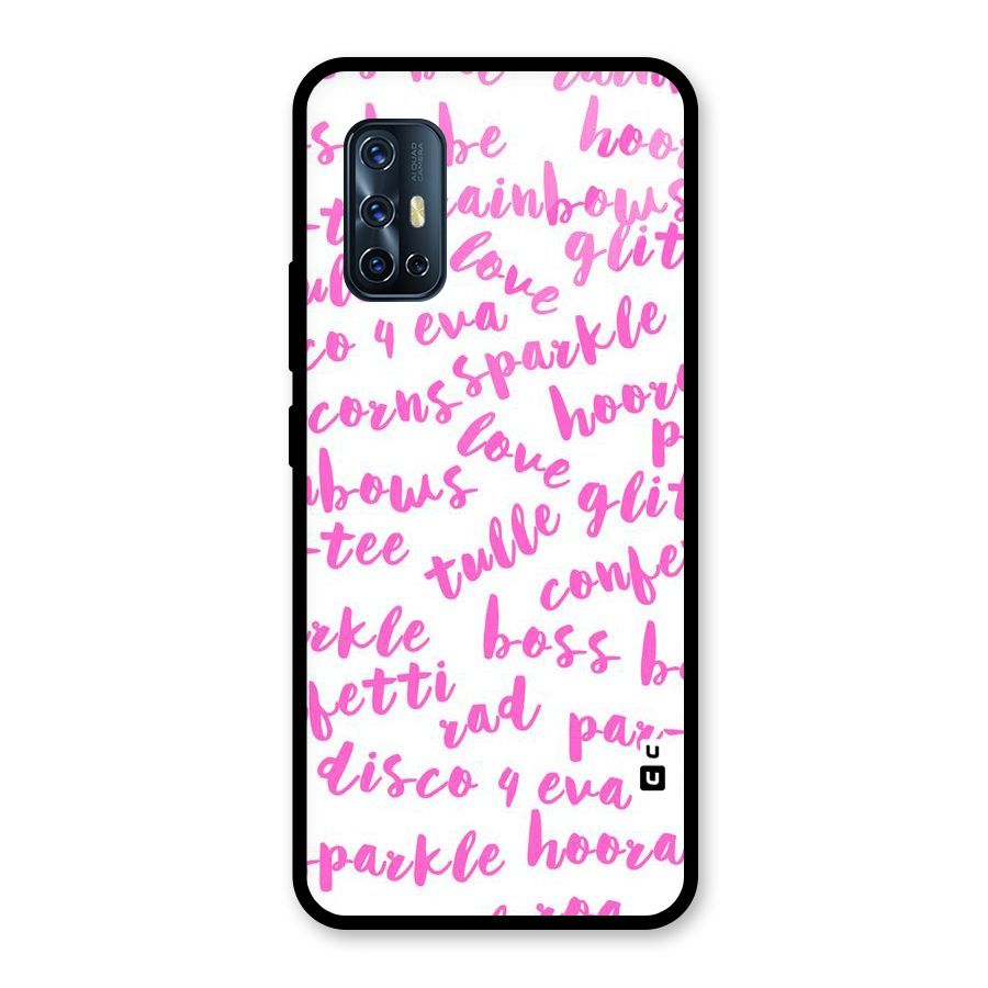 Sparkle Love Glass Back Case for Vivo V17