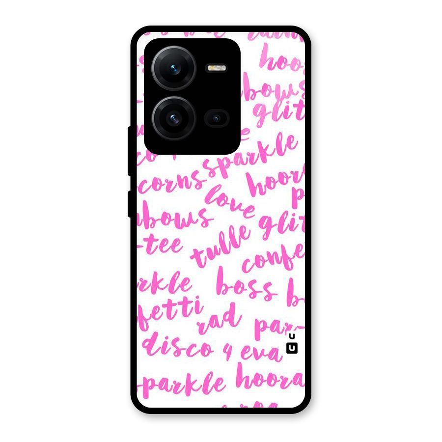 Sparkle Love Glass Back Case for Vivo V25