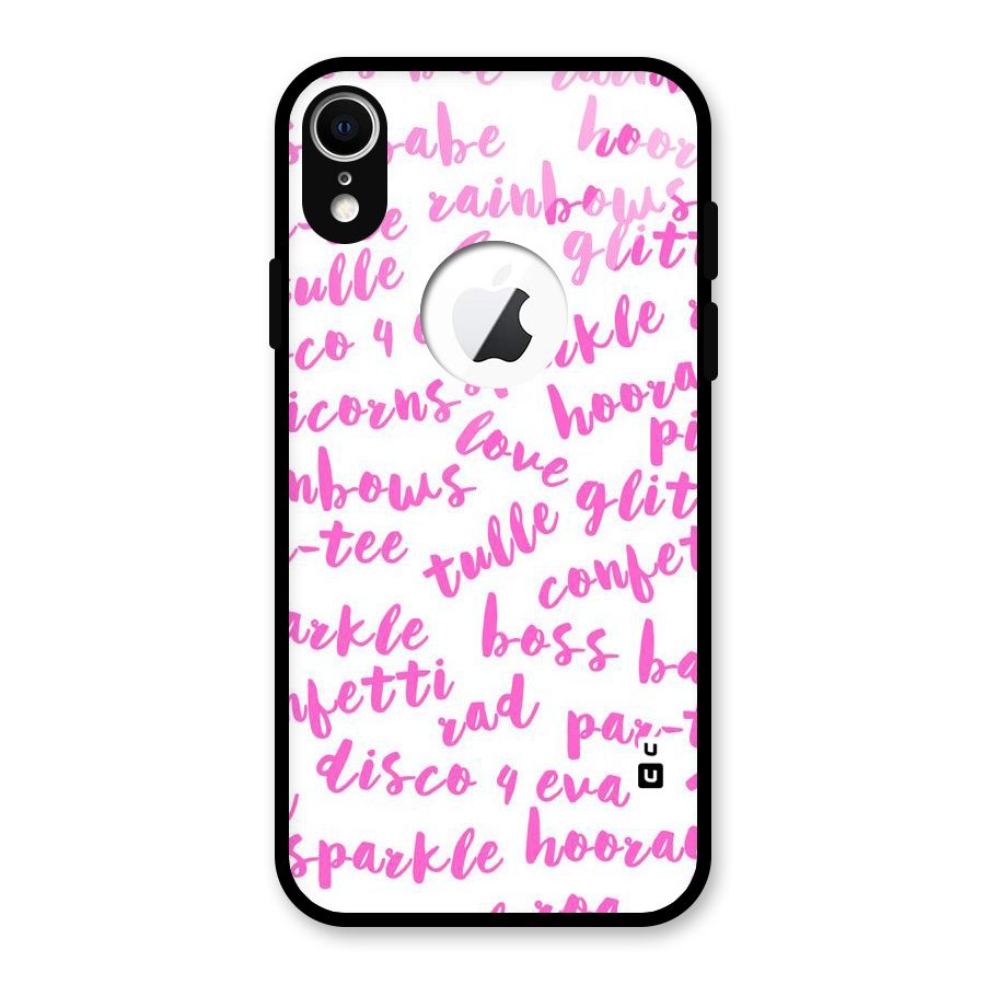 Sparkle Love Glass Back Case for iPhone XR Logo Cut