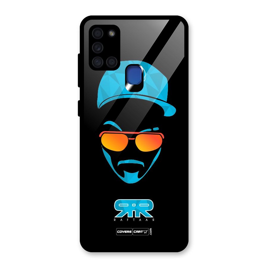 Special Raftaar Edition Blue Glass Back Case for Galaxy A21s