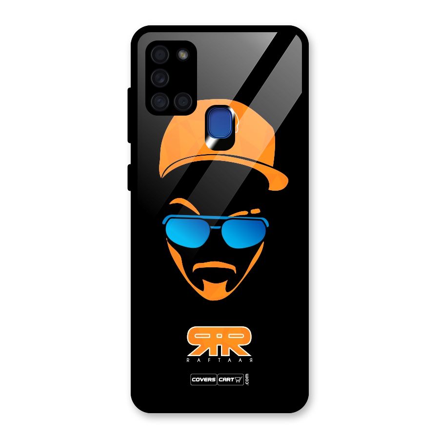 Special Raftaar Edition Orange Glass Back Case for Galaxy A21s