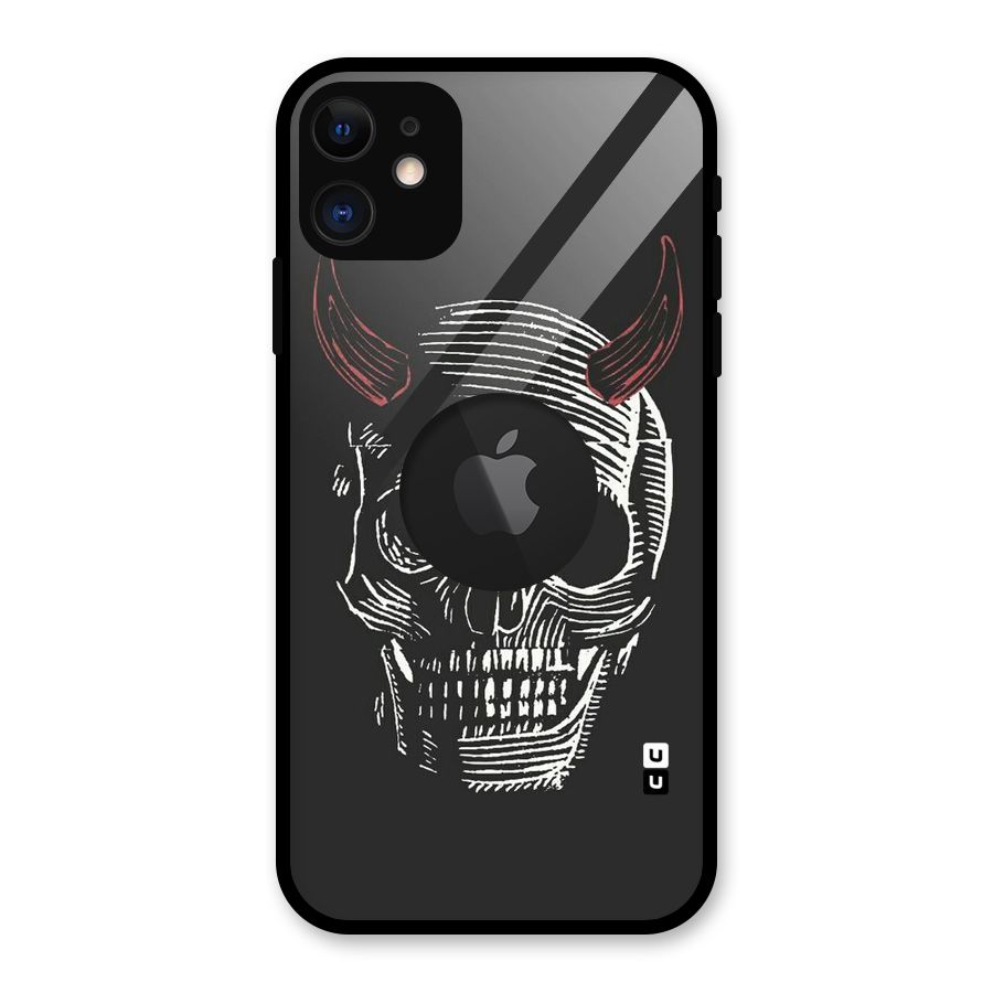 Spooky Face Glass Back Case for iPhone 11 Logo Cut