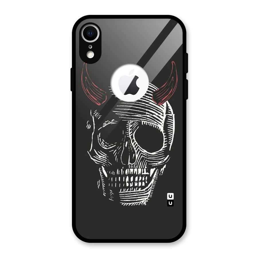 Spooky Face Glass Back Case for iPhone XR Logo Cut